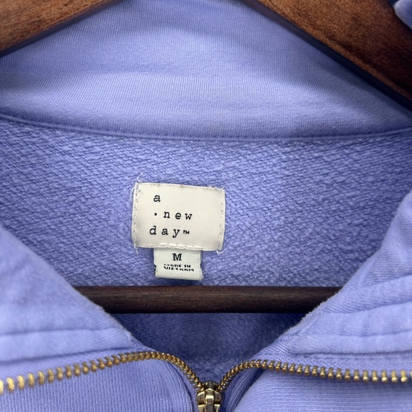 A New Day Quarter Zip Sweatshirt, hyacinth with gold zipper. Medium - Picture 2 of 5